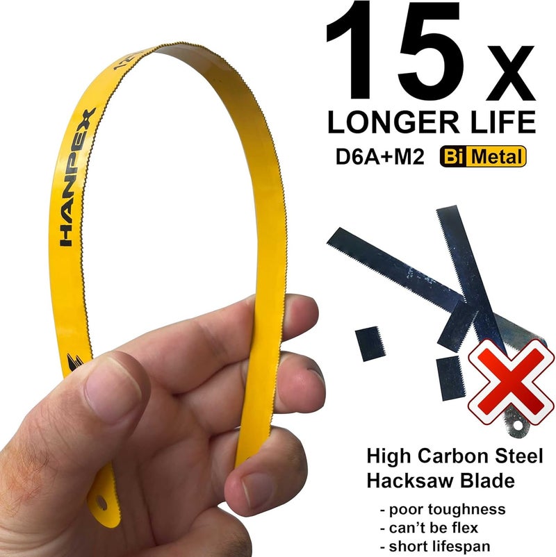 Hanpex 12inch High-Tension Hacksaw Frame with 24 TPI Bi-metal Blade, Hand Saw Suitable for Metal, wood, PVC, Carpentry - Image 2